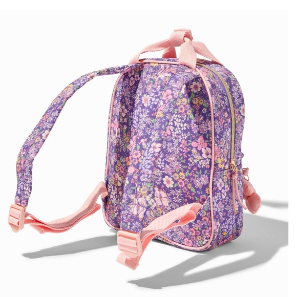 ‼️PRICE DROP‼️ BNWT Claire's Club Purple Floral Backpack - Picture 2 of 3